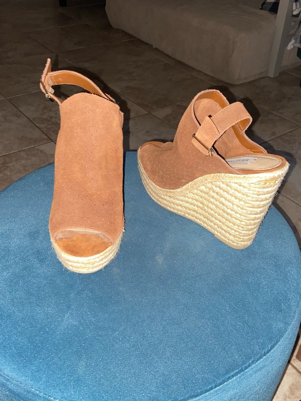 Steve Madden Tan Suede Espadrille Wedge Sandals